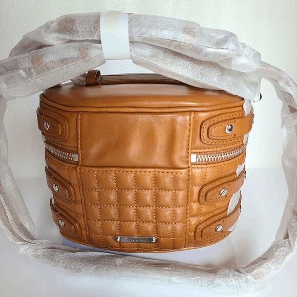 NWT REBECCA MINKOFF Hitch Hiker Oblong Moto Caramel Crossbody Handbag MSRP $398 - Picture 9 of 16